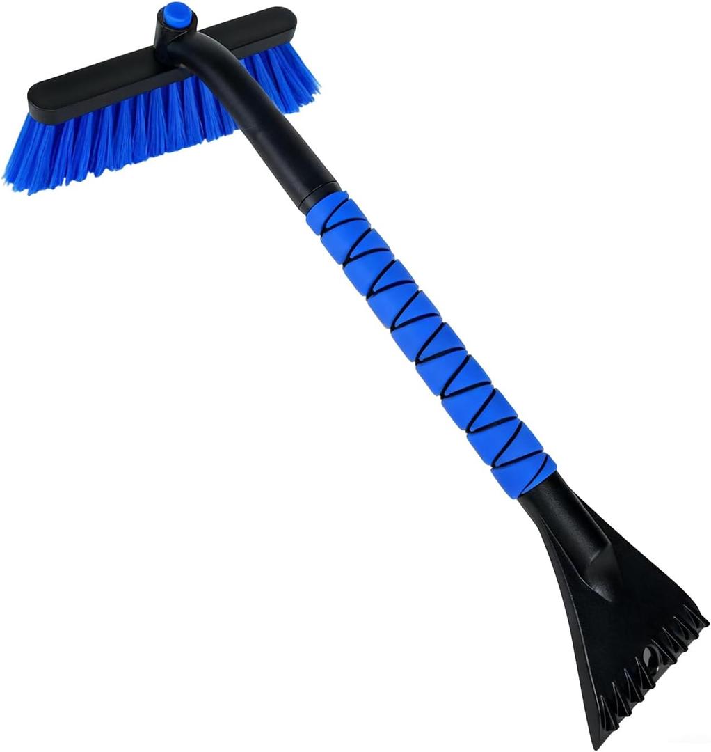 2 x 26" Snow Brush & Ice Scraper for Car Windshield and Window | 2 - in - 1 Winter Tool with Premium Bristles for Cars/SUVs/Trucks  Rotating Head, Heavy - Duty ABS | Ergonomic Foam Grip (FrostHug Blue)