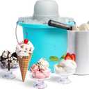 Nostalgia Electric Ice Cream Maker - Old Fashioned Soft Serve Ice Cream Machine Makes Frozen Yogurt or Gelato in Minutes - Fun Kitchen Appliance - Blue - 4 Quart