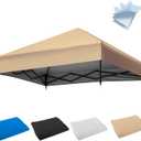 10x10FT Canopy Tent Replacement Top, Instant Pop Up Canopy Straight Leg Replacement Cover for Outdoor Garden Picnic, Camping (Beige)