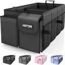 HOTOR Trunk Organizer - Car Organizer, Foldable Trunk organizer for SUVs & Sedans, Sturdy Car Organization for Car Accessories, Tools, Sundries, Black, 2 Compartments, 21.3"×12.6"×10.6"