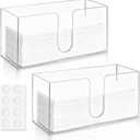 2 Pack Acrylic Paper Towel Holder, 10.8 Inch Transparent Folded Napkin Holder Dispenser for Countertop, Bathroom, Kitchen, Restaurant - Z-fold, C-fold or Multi Fold, One Size