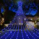 Onory Christmas Outdoor Star String Lights 23FT 860 LED Waterproof Waterfall Tree Lights with Star Topper, 8 Modes Christmas Decorations Outdoor Tree Lights for Patio, Yard, Party Holiday Dec (Blue)