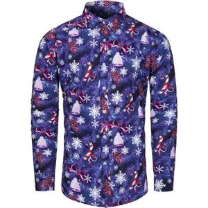 fohemr Mens Christmas Novelty Shirt Ugly Santa Claus Button Down Long Sleeve Funny Holiday Costume Shirts for Party (XXL)