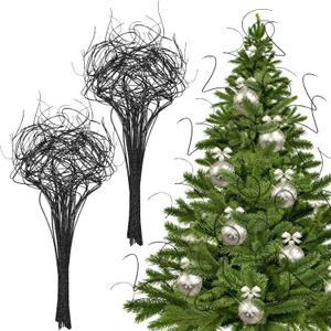 Syhood 60 Stem Black Christmas Curly Ting Ting Branches Xmas Glitter Curly Willow Branches Vase Filler Stems Tree Picks and Sprays for Christmas Decor, Wedding, Holiday and Home