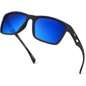 KastKing FlatRock Polarized Sport Sunglasses for Men and Women, Ideal for Driving Fishing Cycling Running, UV Protection (Frame: Matte Black/Lens: Smoke - Cobalt Mirror)