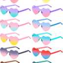 12 Pairs Heart Shaped Sunglasses for Women Colorful Glasses Fun Trendy Transparent Heart Sunglasses Party Favor (Gradient Colors)