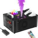 Fog Machine,1000W DJ Smoke Machine Maker with Disco Ball&6 RGB LED Lights Produce 30000 CFM Smoke Vertically or Horizontally by Remote Control for DJ Party Wedding Stage Show Lighting