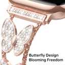 Fitlink for Apple Watch Band 38mm 40mm 41mm 42mm 44mm 45mm 49mm, Bling Butterfly Jewelry Diamond Rhinestone Metal Strap for Apple Watch Series 8/7/6/5/4/3/2/1/SE/SE2/Ultra