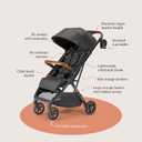 Bombi Bbee V2 Lightweight Baby Stroller - Premium Vegan Leather, One-Hand Fold, Infinite Recline, Aircraft-Grade Aluminum Frame, XXL Canopy, and Ample Storage Umbrella Stroller - Hickory