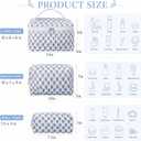 Kacctyen 3 Pcs Block Print Quilted Makeup Bag Set Floral Boho Toiletry Bag Travel Essentials for Women Cute Flower Quilted Cosmetic Organizer Pouch for Bachelorette Party Favors(Blue Flower)
