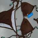 Tainehs Women's Triangle Thong Bikini Set Halter String Sexy Two Piece Swimsuit Cute Bathing Suit (Brown, M)