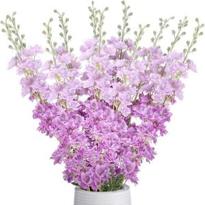 Thiccywoov 12 Pcs Delphinium Artificial Flowers, 33.5'' Long Stem Lifelike Faux Silk Flower Fake Look Real Bouquet for Tall Vase DIY Wedding Party Home Kitchen Arrangement Decor(Purple)