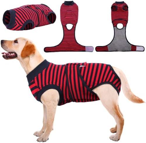 Kuoser Recovery Suit for Dogs Cats After Surgery, Professional Pet Recovery Shirt Dog Abdominal Wounds Bandages, Substitute E-Collar & Cone,Prevent Licking Dog Onesies Pet Surgery Recovery Suit, Size 2XL