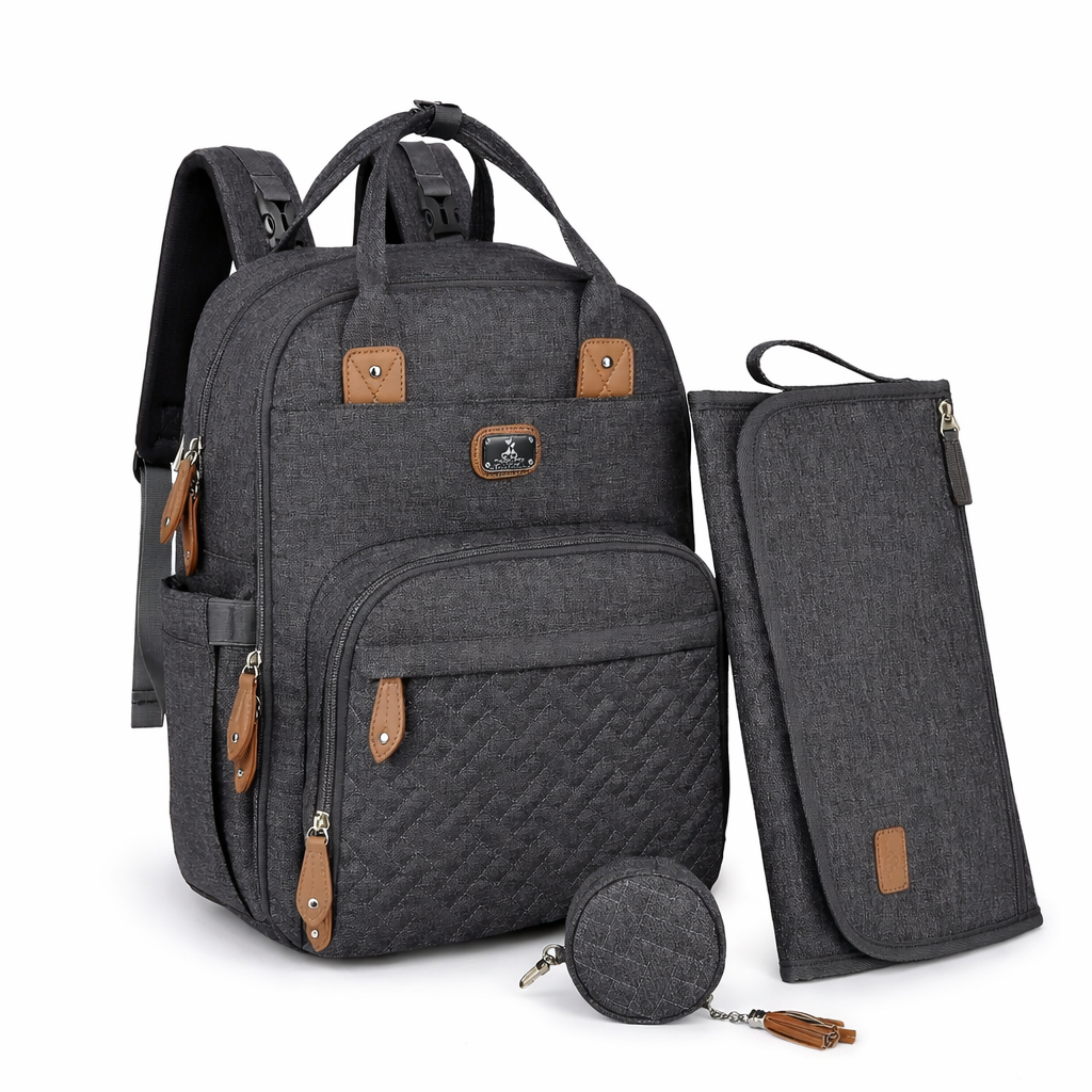 Dikaslon Diaper Bag Backpack with Portable Changing Pad, Pacifier Case and Stroller Straps, Large Unisex Baby Bags for Boys Girls, Multipurpose Travel Back Pack for Moms Dads