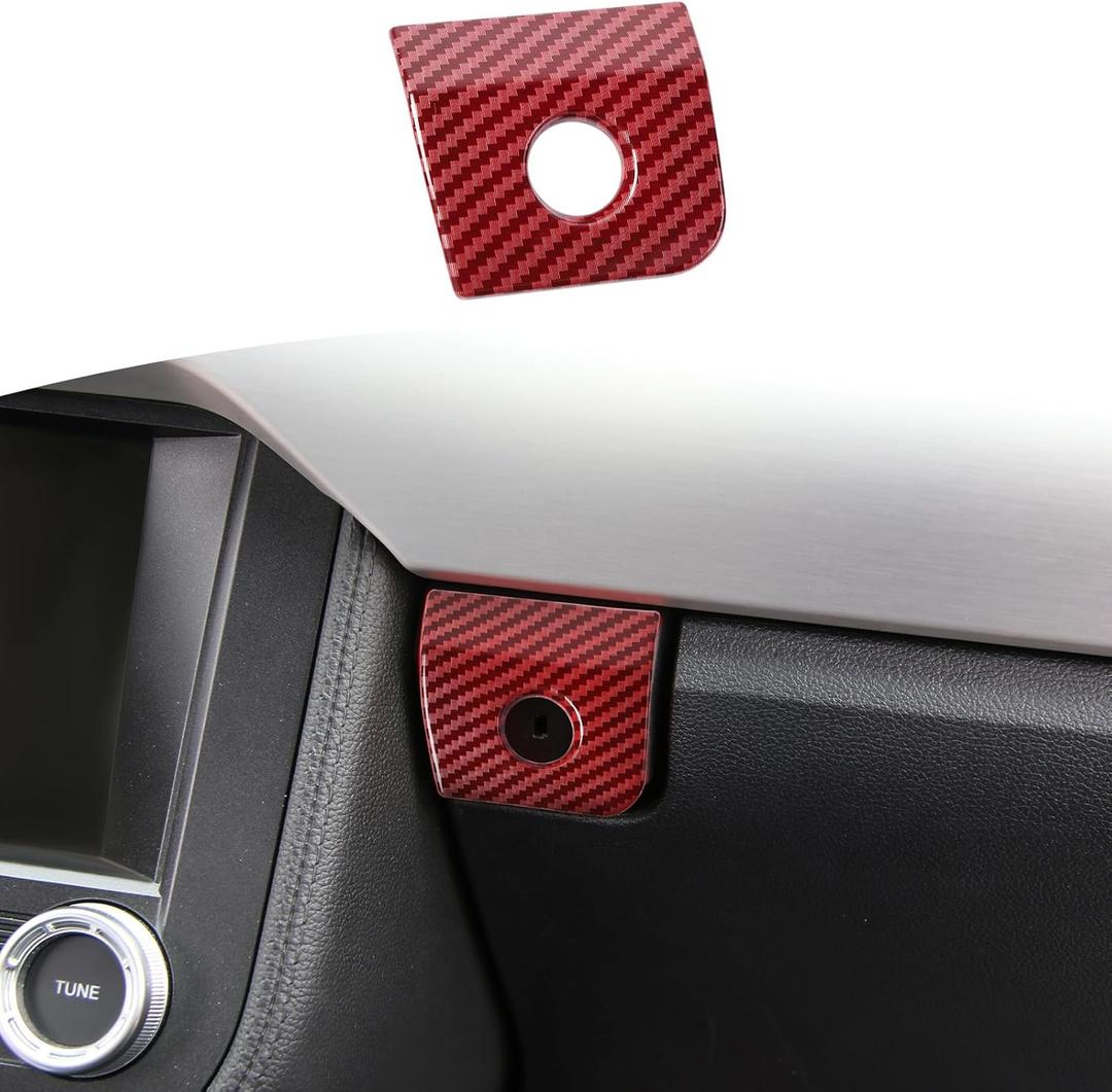 for Mustang Glove Box Handle Trim Cover Fit for Ford Mustang 2015-2023 Red Carbon Fiber Interior Accessories 1pc