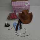 Dwieey Cowboy Outfits for Boys Kids 5 Pcs Western Costume Accessories Cowboy Hat Fringe Vest Necklace for Halloween 11-12 T