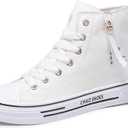 WILTENA Men's Fashion High Top Street Canvas Sneakers Boy's Casual Outdoor Youth Shoes (8, White)
