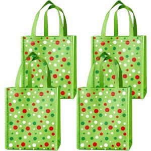 20Pcs Christmas Gift Bags with Handles Treat Bags Reusable Green Non-woven Gift Bag for Christmas Party Favors Supplies Holiday Celebrations