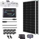 Renogy 200 Watts 12 Volts Monocrystalline RV Solar Panel Kit with Adventurer 30A LCD PWM Charge Controller and Mounting Brackets for RV, Boats, Trailer, Camper, Marine, Off-Grid Solar Power System
