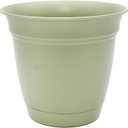The HC Companies Eclipse Round Planter with Saucer - Outdoor & Indoor Plant Pot with Drainage Holes - Lightweight, UV-Resistant Plastic Pots for Plants, Flowers & Herbs (10" Seafoam, Pack of 1)