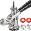 Keg Coupler for Sankey D System Beer Keg Tap Dispenser-304 Stainless Steel Probe, Beer Kegerator Tap D-Type Sankey Keg Coupler fit for I.D1/4", 3/16" Draft Beer Line & 5/16'' Gas Line with Hose Clamps