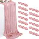 12 Pack Pink Cheesecloth Table Runners 35 x 120 Inch Rustic Boho Gauze Christmas Table Runner for Wedding Arch, Party Decoration, Bridal Shower, Reception, Farmhouse Dining Decor