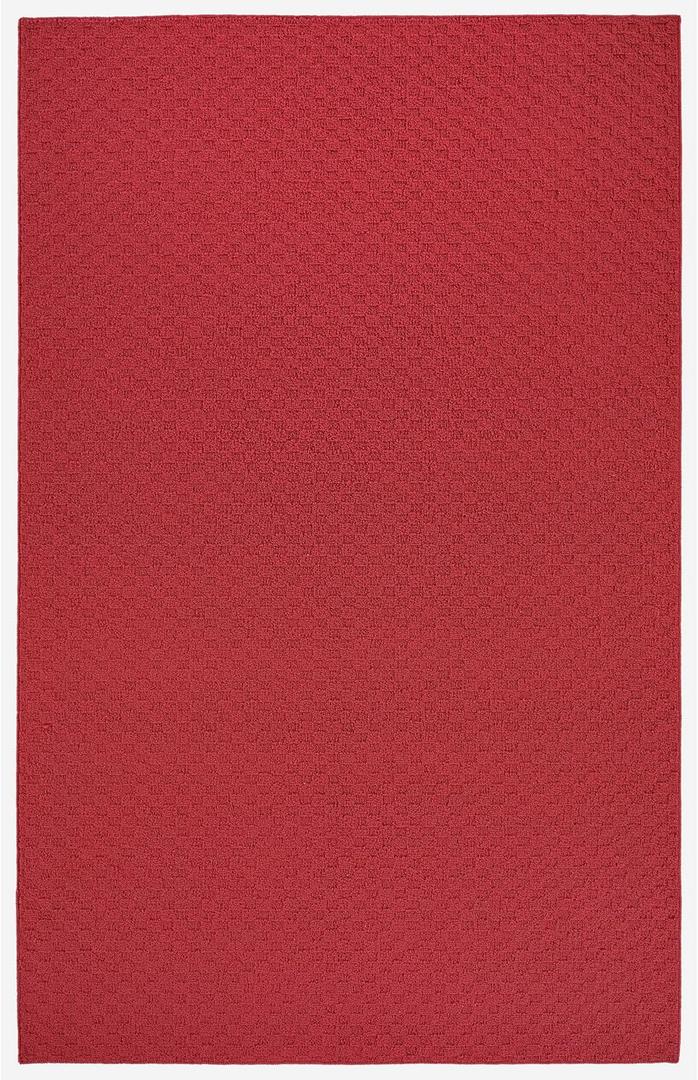 Garland Rug Town Square Chili Pepper Red 9' x 12' Non Slip Area Rug for Living Rooms & Hallways, Stylish & Durable for High-Traffic Areas
