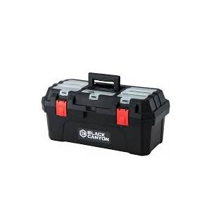Plastic Toolbox for Tools and Accessories, with Secure Latches, Reinforced Handle, and Sturdy Metal Hinges, Black