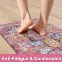 KIMODE Anti Fatigue Kitchen Mat, 17"x47"+17"x29" Boho Vintage Kitchen Rugs Sets of 2, Non-Slip Kitchen Mats for Floor, Cushioned Kitchen Floor Mats for Sink, Laundry, Office, Desk,Fuchsia/Multi