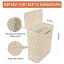 Coeusy 3 Gallon Paper Rope Bathroom Trash Can,Small Wicker Trash Cans with Lid and Liner,Woven Rattan Narrow Waste Basket for Bedroom,Office,White