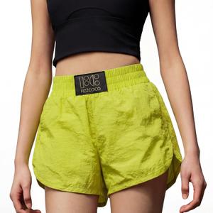 Running Shorts for Women 2 in 1 High Waisted Athletic Short (Lime Yellow, Medium)