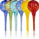 Besti Large Self Watering Globes for Plants (6-Pack) Waters Greenery Up to 2 Weeks Hands Free | Durable, Multicolored Glass Craftsmanship | Indoor and Outdoor Use - Measures 12 x 3.5