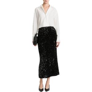 Vince Women's Sequins on Velvet Column Maxi Skirt (Black, S) Size: 4