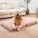 Large Orthopedic Dog Crate Bed with Waterproof Lining, Soft Short Plush Surface & Egg Crate Foam for Calming Puppy, Machine Washable Pet Bed with Removable Cover & Anti Slip Bottom