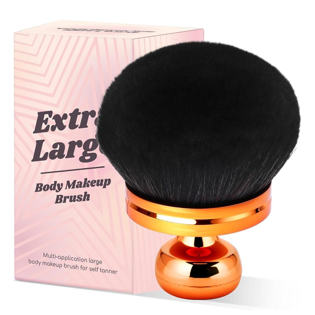 Extra Large Body Makeup Brush for Self Tanner, 74MM Large Foundation Brushes for Body Bronzers Blend Self Tanning Applicator, Self Tanner Brush with Drawstring Bag (Black)