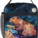 Galaxy Pizza Capybara Lunch Bag for Mens Womens Insulated Reusable Lunch Box with Adjustable Shoulder Strap