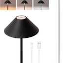 Rechargeable Floor Lamp for Indoor/Outdoor, Cordless Tall Standing Lamp with 3 Color Temps & Dimmable, IP43 Waterproof, Adjustable Height 16-59 Inch, LED Floor Lamp for Living Room, Patio(Black)