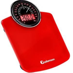 Adamson Hybrid 2-in-1 Analog & Digital Weighing Scale for Body Weight up to 400lbs - Thick Tempered Glass - Extra Large Display - Easy to Read Digital Bathroom Scale - New - Red