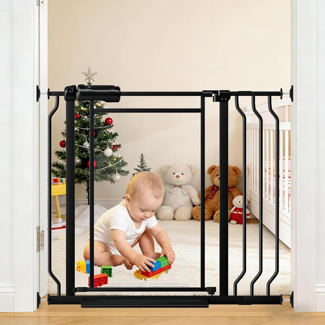 Fairy Baby 29.5-38.5 Inch Wide Triple Lock Acrylic Baby Gate for Doorways