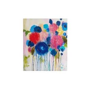 Pink Abstract Painting Large Wall Art Living Room Decor Blue Canvas Print Line Artwork Home Office Decoration 24x20 Inch