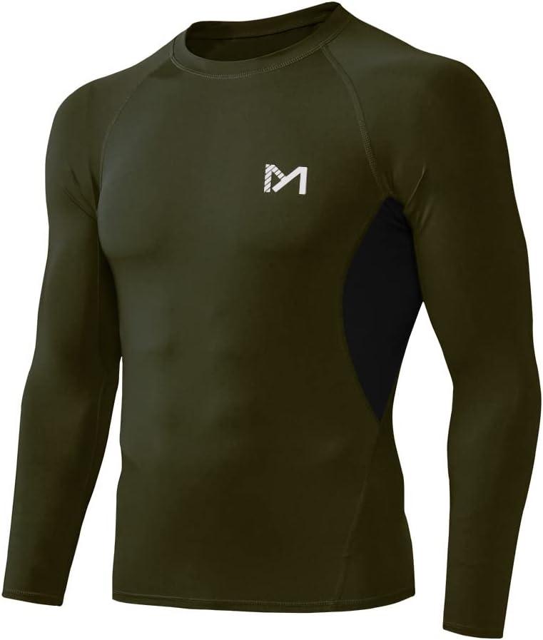 MEETYOO Men's Compression Long Sleeve Shirt Moisture Wicking for Gym | High Performance Body Shaping Fit, Quick Dry Baselayer 4-Way Stretch Free Movement for Running, Training (XL)