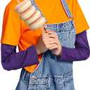 Aliceset 4 Pcs Halloween Costume Set Include Bandanas Sleeves Donut Props Wooden Stick for Adult Halloween Cosplay Party Dark Purple