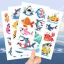 10 Sheets Shark Temporary Tattoos Birthday Themed Party Supplies Decoration Favors Cartoon Cute Sticker for Kids Boys Home Activity Class Prizes Carnival Christmas Rewards (green)