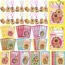 30 Pack Capybara Valentines Cards Valentine's Day Gifts Bulk Capybara Cards with Keychains Funny Exchange Gifts for Party Favors Goodie Bag Stuffers Treat