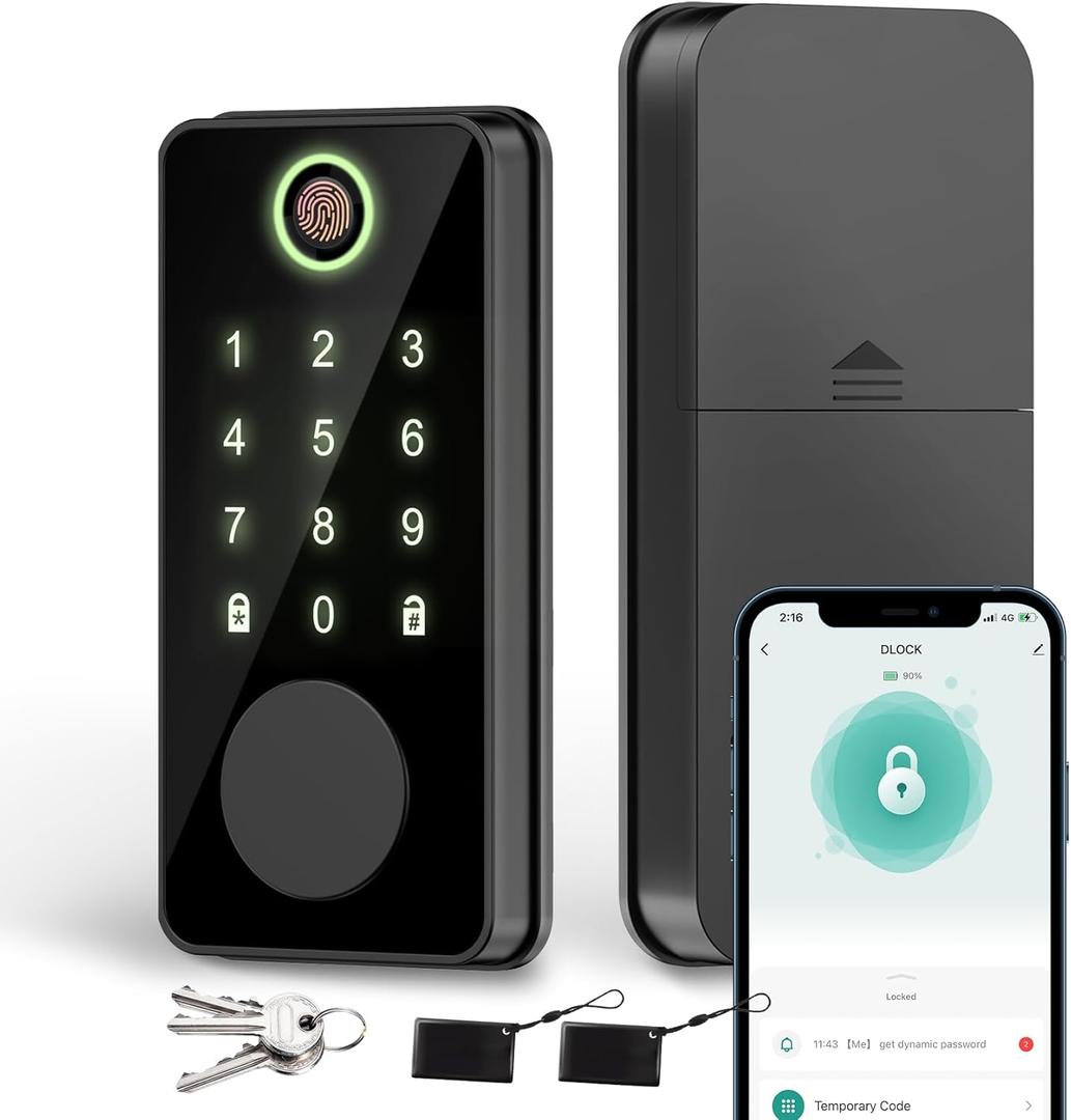 Smart Fingerprint Door Lock - Keyless Entry, Biometric Door Knob with Digital Code Keypad