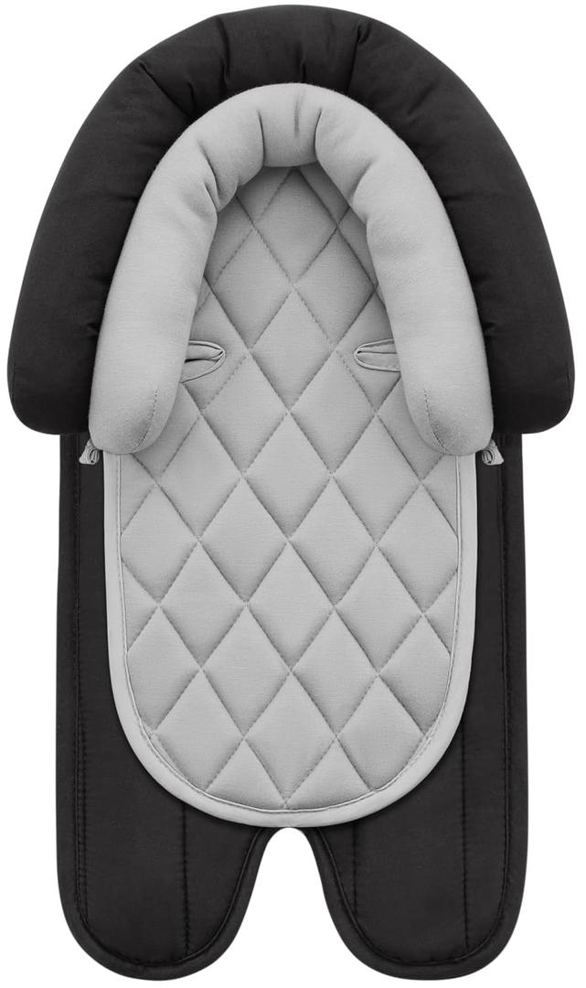 Pro Goleem Car Seat Head Support Infant, Soft Infant Car Seat Insert, 2 in 1 Carseat Head Support for Newborn, Perfect for Car Seat, Stroller, Swing, Bouncer, Gray and Black