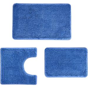 3 Pieces Luxury Bathroom Rug Set with U-Shaped Toilet Rug, Non-Slip Rubber Bottom, Thick Microfiber Fluffy Plush, Water Absorption, Quick Dry, Ultra Soft, Bath Mats for Bathroom, Tub(Sky Blue)