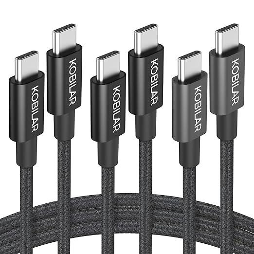 Pack of 2, Kobilar USB C to USB C Cable,60W 3A Fast Charging USB C Charger Cable 3 Pack(3.3+5+6.6ft),Type C to Type C Cable for iPhone15/15Pro/16Plus/16ProMax/ipad Air 4/iPad Pro2022/Samsung S23