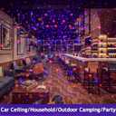 Car Roof Star Night Light, VOVCAMLS USB Projector Night Light Neon Accent Light Decor with Sound Activated Strobe and Auto Rotating Adjustable Ceiling Light for Car Bedroom Party Romantic