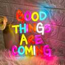 Good Things Are Coming Neon Sign Dimmable LED Signs for Wall Decor USB Neon Lights Positive Word Neon Light Up Signs for Bedroom Home Bar Office Study Room Wedding Birthday Party Teens Girls Gifts